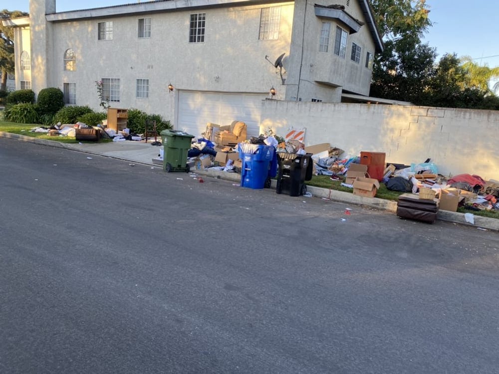 Bulk waste cleared from the kerbside of an apartment building in Palm Bay, FL